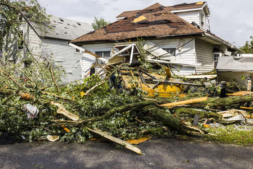 storm damaged home